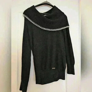 Michael Kors black chunky  sweater with chain detail size medium